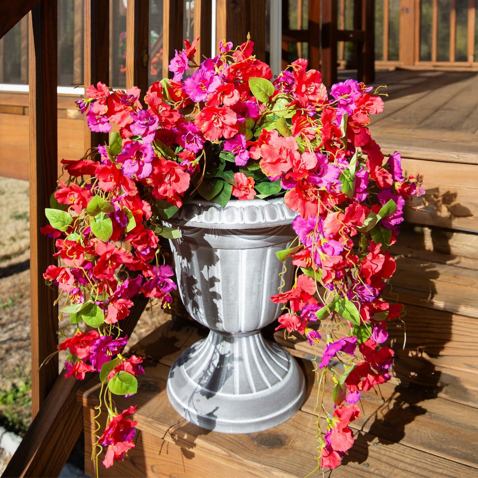 Ivydale Artificial Hibiscus Hanging Flowers UV Resistant Outdoor 2pcs Fuchsia