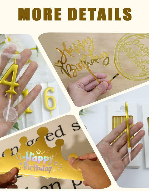 Load image into Gallery viewer, Chanseen 25Pcs Gold Birthday Candle Set Number 0-9 Metallic Long Thin
