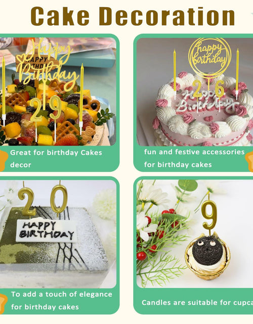 Load image into Gallery viewer, Chanseen 25Pcs Gold Birthday Candle Set Number 0-9 Metallic Long Thin
