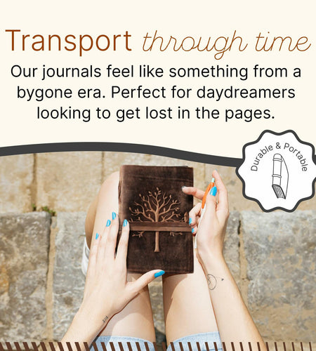 NomadCraftsCo. Vintage Leather Journal Tree of Life Embossed 11.5x8.25 Brown
