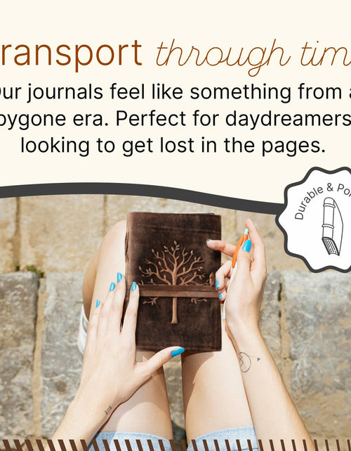 Load image into Gallery viewer, NomadCraftsCo. Vintage Leather Journal Tree of Life Embossed 11.5x8.25 Brown
