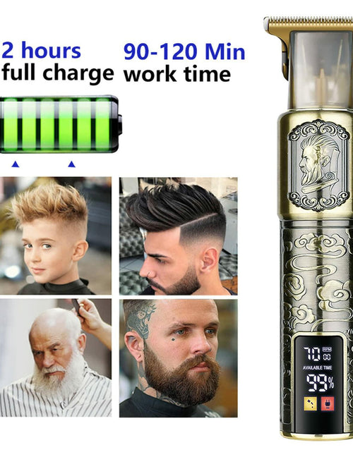 Load image into Gallery viewer, Hilandkom Hair Clippers Men Cordless T-Blade Trimmer Rechargeable LCD Figure-03
