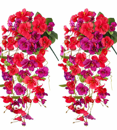 Ivydale Artificial Hibiscus Hanging Flowers UV Resistant Outdoor 2pcs Fuchsia