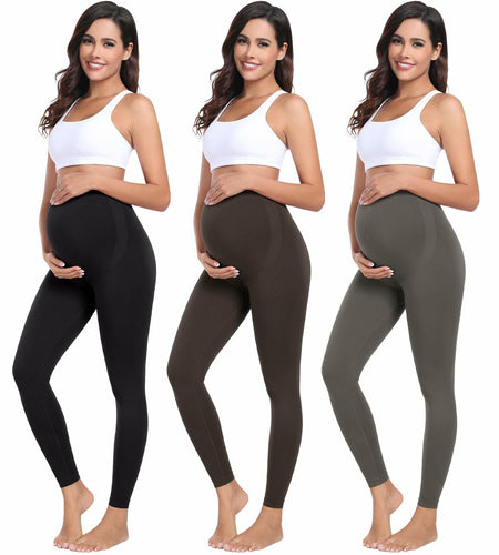 URUWASHI Womens Maternity Leggings High Waist Seamless Workout Black Size L