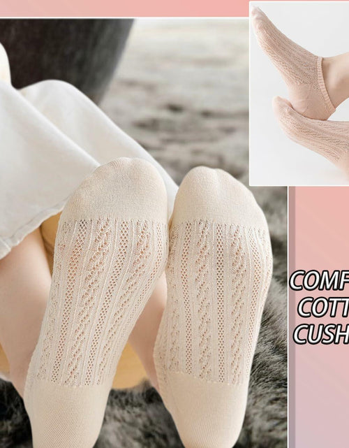 Load image into Gallery viewer, CHUNFO Womens No Show Socks Antislip Seamless Cushioned 5 Pairs Size 5.5-10
