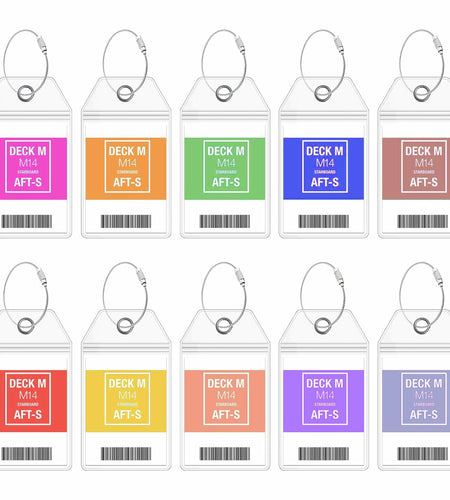 10 Pack Princess Clear Luggage Tag Holders with Steel Loops for Cruise Ships