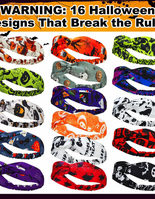 Load image into Gallery viewer, JaGely 16 Pcs Halloween Elastic Headbands Colorful Cartoon Non Slip
