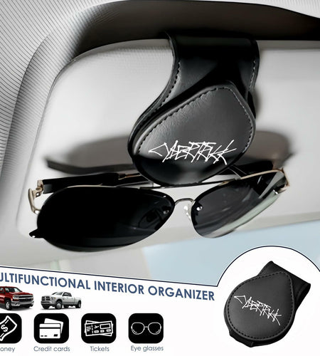 TSTESE Car Sunglass Holder Tesla Cybertruck 2024-2025 Leather White Organizer