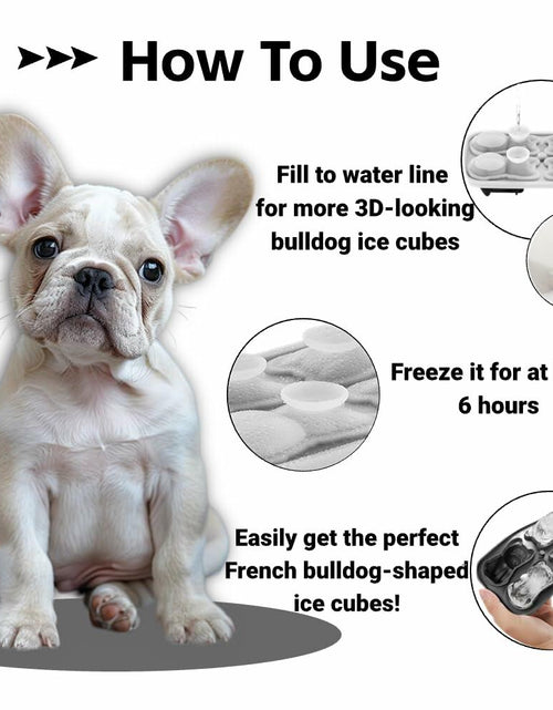 Load image into Gallery viewer, Siyoriot 3D French Bulldog Ice Cube Mold 4 Hole Black BPA Free Silicone
