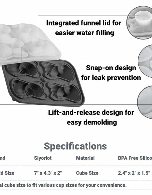 Load image into Gallery viewer, Siyoriot 3D French Bulldog Ice Cube Mold 4 Hole Black BPA Free Silicone
