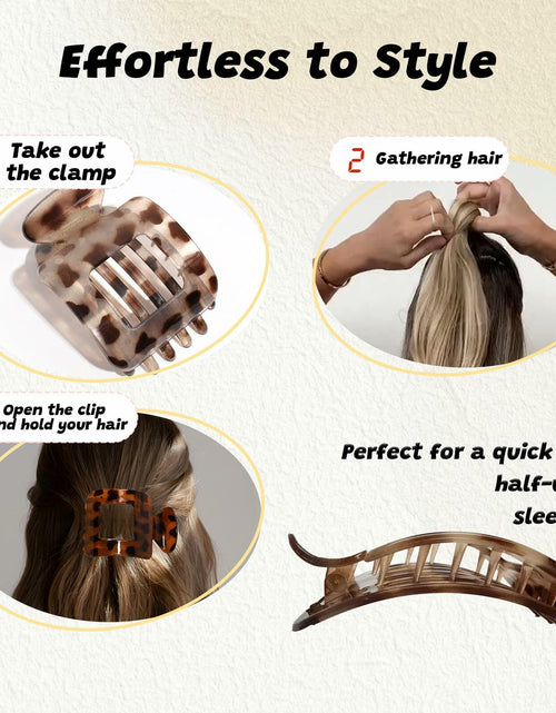 Load image into Gallery viewer, 6Pcs Flat Square Leopard Hair Clips Large Claw Clips Non Slip Strong Hold

