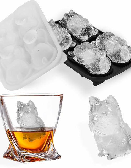 Load image into Gallery viewer, Siyoriot 3D French Bulldog Ice Cube Mold 4 Hole Black BPA Free Silicone
