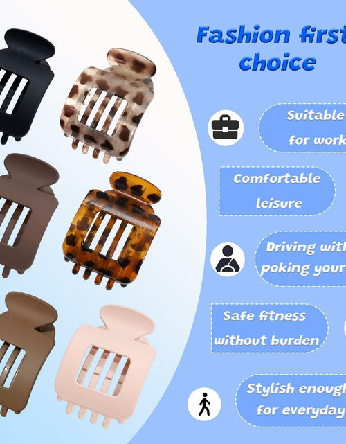 Load image into Gallery viewer, 6Pcs Flat Square Leopard Hair Clips Large Claw Clips Non Slip Strong Hold
