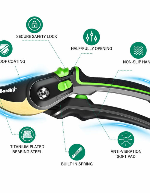 Load image into Gallery viewer, Banshu Bypass Pruning Shears Rust Resistant Bearing Steel Blade Heavy Duty
