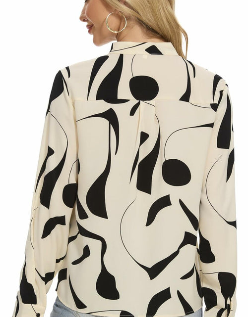 Load image into Gallery viewer, VIPONES Women V Neck Puff Sleeve Floral Blouse Lightweight 530-White Size M

