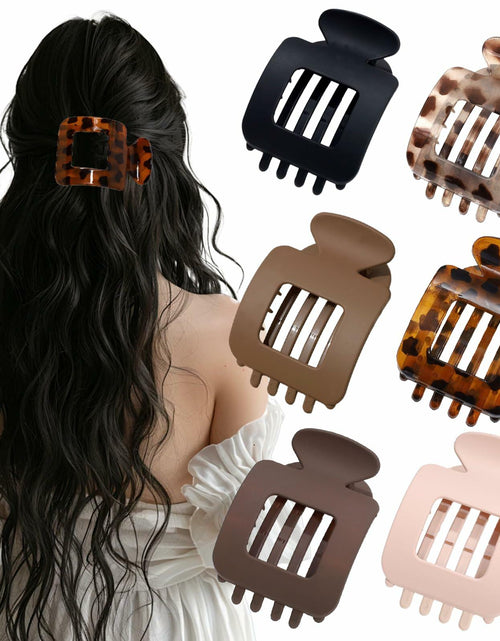 Load image into Gallery viewer, 6Pcs Flat Square Leopard Hair Clips Large Claw Clips Non Slip Strong Hold
