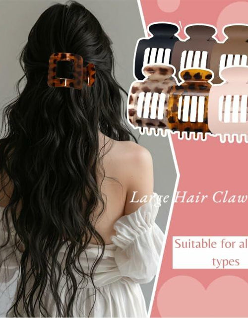 Load image into Gallery viewer, 6Pcs Flat Square Leopard Hair Clips Large Claw Clips Non Slip Strong Hold
