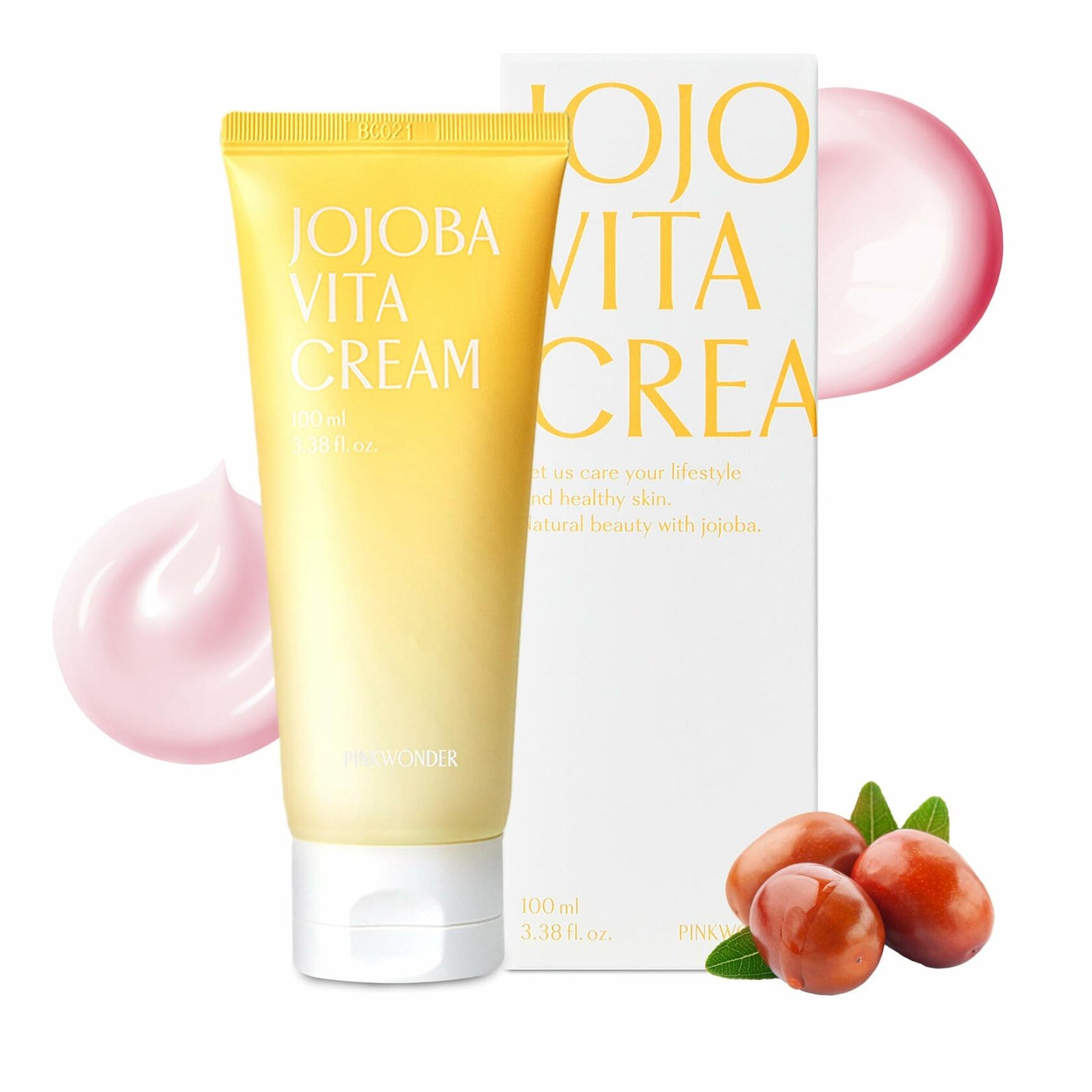 PINKWONDER Jojoba VitaCream 3.38oz Face Moisturizer B12 Panthenol Sensitive Skin