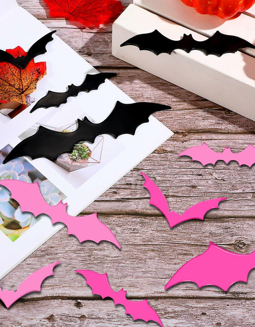 Load image into Gallery viewer, Konohan Halloween Bat Magnets 15 Pcs 3D PVC Black Pink Hot Pink 16x4-8x4cm
