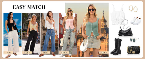 Load image into Gallery viewer, Women's MAOECO Ribbed Tank Top Sleeveless Henley Button Down Slim Fit
