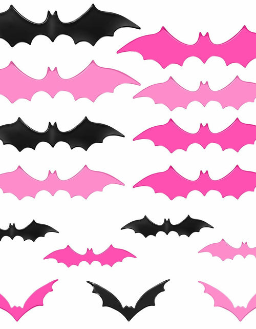 Load image into Gallery viewer, Konohan Halloween Bat Magnets 15 Pcs 3D PVC Black Pink Hot Pink 16x4-8x4cm
