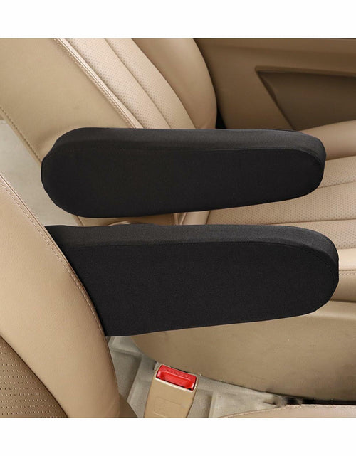 Load image into Gallery viewer, Kewucn 2PCS Car Front Seat Armrest Covers Elastic Fabric Universal Black
