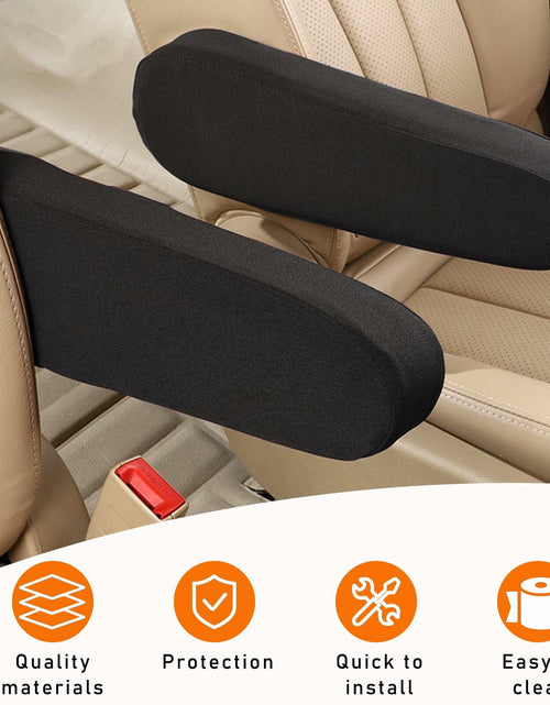 Load image into Gallery viewer, Kewucn 2PCS Car Front Seat Armrest Covers Elastic Fabric Universal Black
