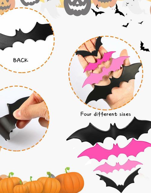 Load image into Gallery viewer, Konohan Halloween Bat Magnets 15 Pcs 3D PVC Black Pink Hot Pink 16x4-8x4cm
