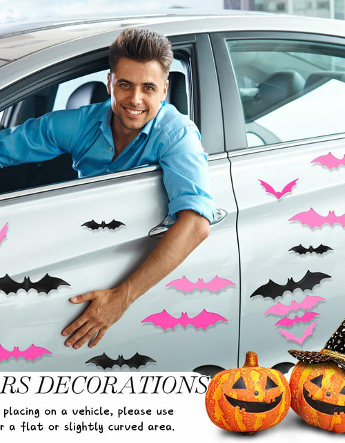 Load image into Gallery viewer, Konohan Halloween Bat Magnets 15 Pcs 3D PVC Black Pink Hot Pink 16x4-8x4cm
