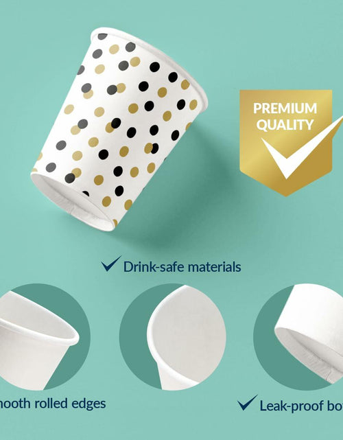 Load image into Gallery viewer, PAW 50-Pack 8.5oz Disposable Paper Cups Gold Confetti Hot &amp; Cold Party Cups
