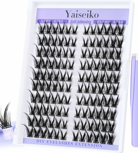 Yaiseiko Self-Adhesive Manga Lash Clusters 120pcs 8-16mm No Glue Kit