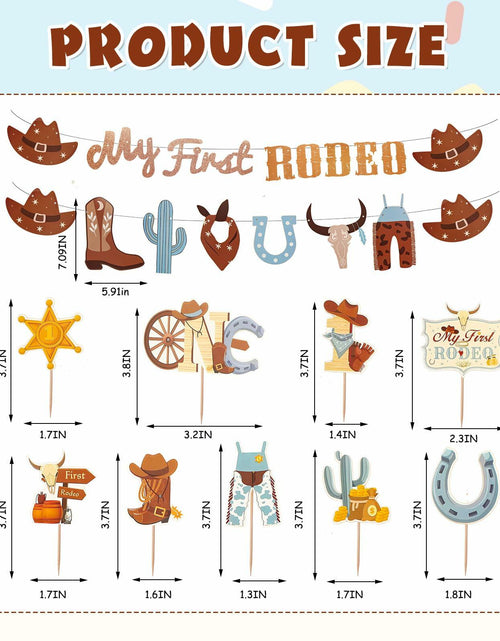 Load image into Gallery viewer, 36PCS My First Rodeo Boy Birthday Decorations Baby Shower Party Supplies
