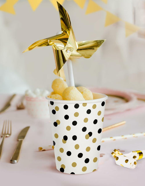 Load image into Gallery viewer, PAW 50-Pack 8.5oz Disposable Paper Cups Gold Confetti Hot &amp; Cold Party Cups
