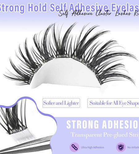 Yaiseiko Self-Adhesive Manga Lash Clusters 120pcs 8-16mm No Glue Kit