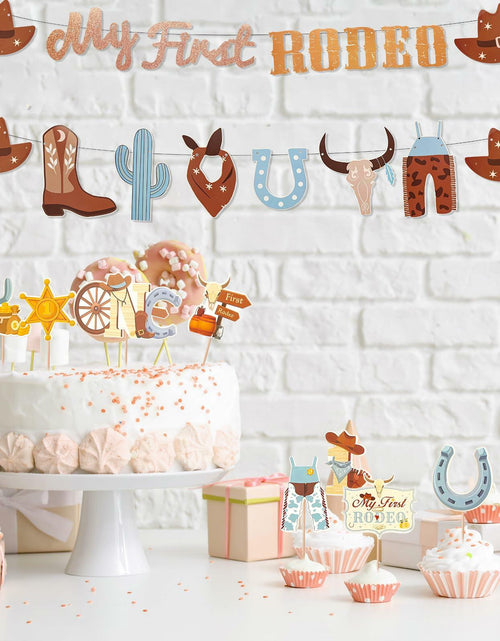 Load image into Gallery viewer, 36PCS My First Rodeo Boy Birthday Decorations Baby Shower Party Supplies
