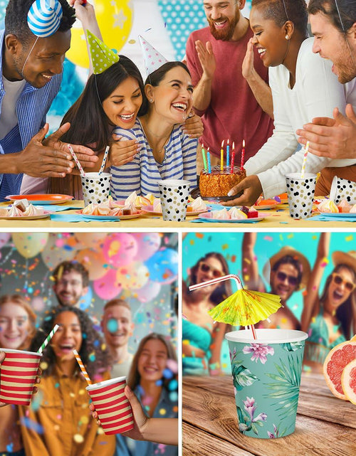 Load image into Gallery viewer, PAW 50-Pack 8.5oz Disposable Paper Cups Gold Confetti Hot &amp; Cold Party Cups

