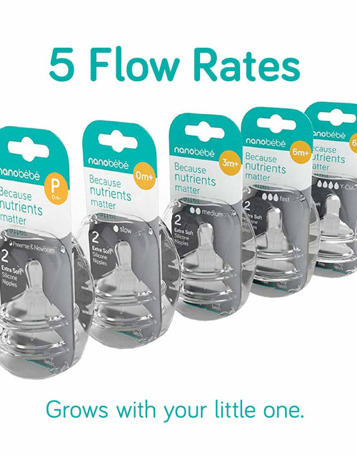Load image into Gallery viewer, Nanobebe Flexy Silicone Bottles Nipples Triple Vented Twin-Pack - Slow Flow
