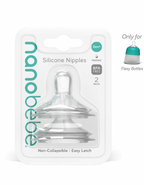 Load image into Gallery viewer, Nanobebe Flexy Silicone Bottles Nipples Triple Vented Twin-Pack - Slow Flow

