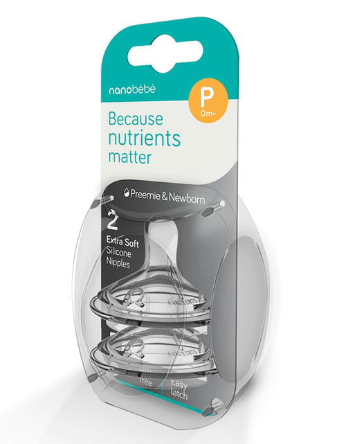Load image into Gallery viewer, Nanobebe Flexy Silicone Bottles Nipples Triple Vented Twin-Pack - Slow Flow
