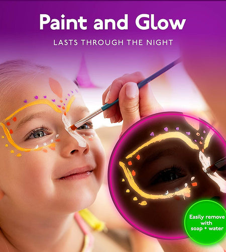 8 Neon UV Face & Body Paint Kit – Water-Based, Glow, Washable, Halloween