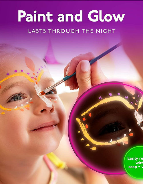 Load image into Gallery viewer, 8 Neon UV Face &amp; Body Paint Kit – Water-Based, Glow, Washable, Halloween
