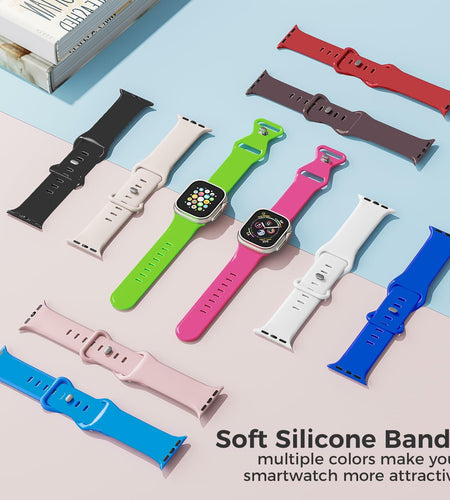 Apple Watch Silicone Band 38-49mm Sport Strap Replacement for Series 1-9