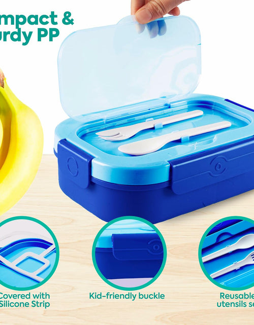 Load image into Gallery viewer, DifaBella Kids Lunch Box – 4-Compartment Bento Box with Spoon &amp; Fork (Blue)
