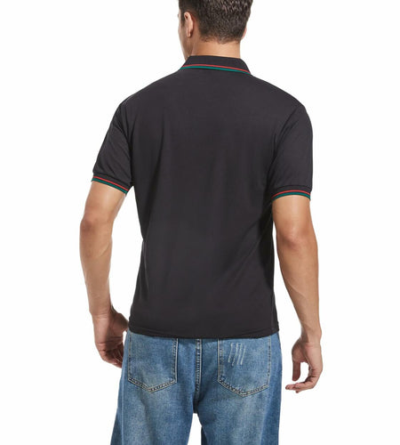 Derifelt Men’s Moisture-Wicking Polo – Quick Dry, UV Protection, Black XL