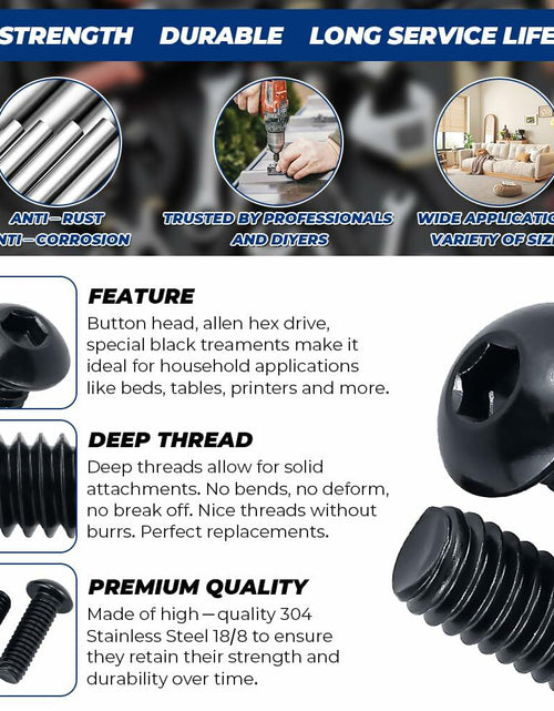 Load image into Gallery viewer, 1/4-20 x 1-1/4" Stainless Button Socket Cap Screws 25pcs w/ Hex Wrench
