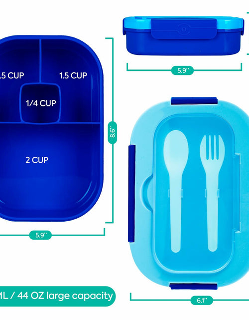 Load image into Gallery viewer, DifaBella Kids Lunch Box – 4-Compartment Bento Box with Spoon &amp; Fork (Blue)
