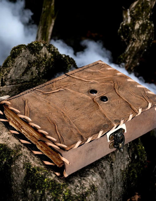 Load image into Gallery viewer, Hocus Pocus Spellbook Leather Journal Gothic Grimoire Book of Spells 7x5
