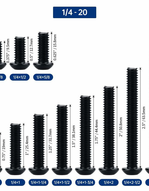 Load image into Gallery viewer, 1/4-20 x 1-1/4" Stainless Button Socket Cap Screws 25pcs w/ Hex Wrench
