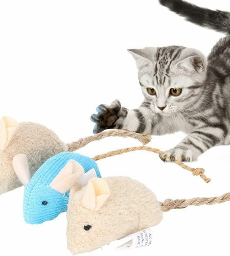 Calsgkspray 3Pcs Plush Cat Toys – Interactive Chew & Scratch Mice for Pets