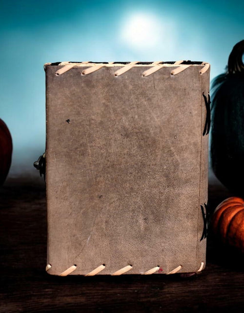 Load image into Gallery viewer, Hocus Pocus Spellbook Leather Journal Gothic Grimoire Book of Spells 7x5
